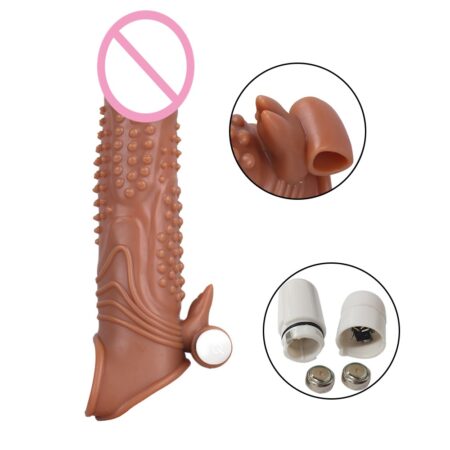 India's Best Plus-Size Vibrating Crystal Penis Sleeve Extender - Realistic Wolves Silicone Male Masturbation Sleeve Cock Ring Adult Sex Toy